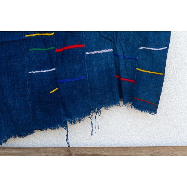 Vintage Blue Embroidery Throw For Sale In Los Angeles - Image 6 of 7