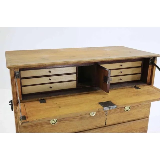 Swedish Pine Secretaire with Iron Side Handles For Sale - Image 5 of 18