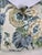 Custom pair of 20" pillows covered in Cowtan & Tout "Hollyhocks" hand blocked print in color indigo/aqua. These pillows...