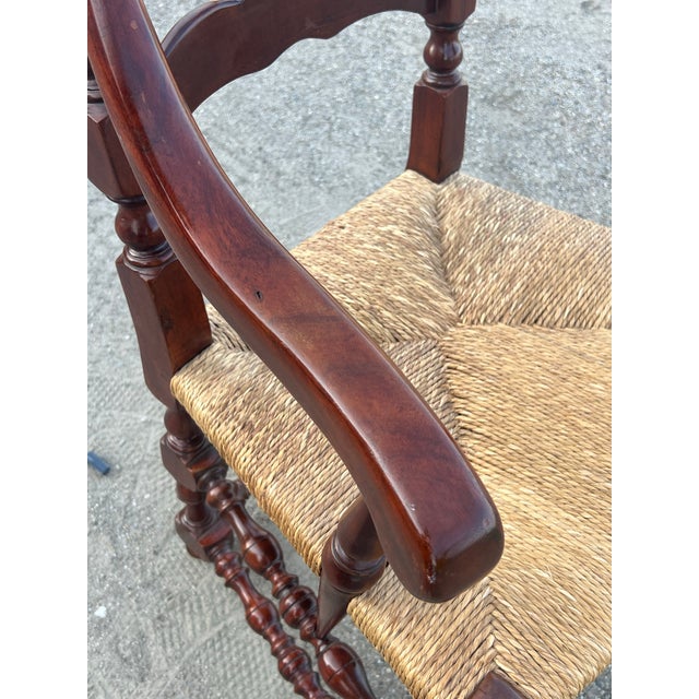 Vintage 19th Century Inspired English Ladderback Accent Chair For Sale - Image 9 of 11