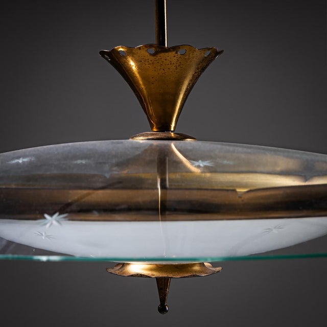 Metal Vintage Pendant Lamp, Italy, 1950s For Sale - Image 7 of 16