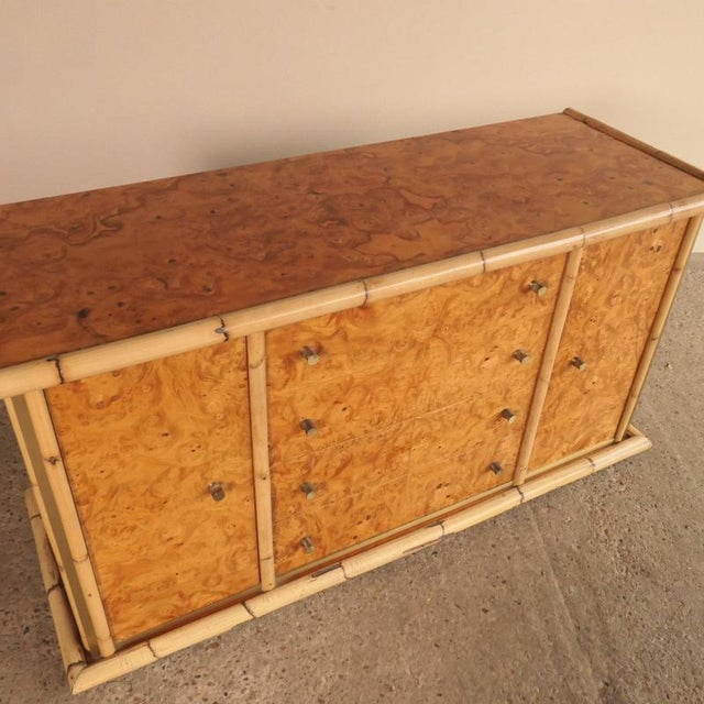 Vintage Burl Bamboo Sideboard, 1980s For Sale - Image 3 of 15