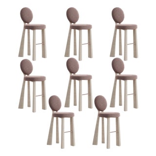 Mary II Bar Chairs with Upholstered Legs by Ottiu, Set of 8 For Sale