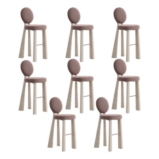 Mary II Bar Chairs with Upholstered Legs by Ottiu, Set of 8 For Sale