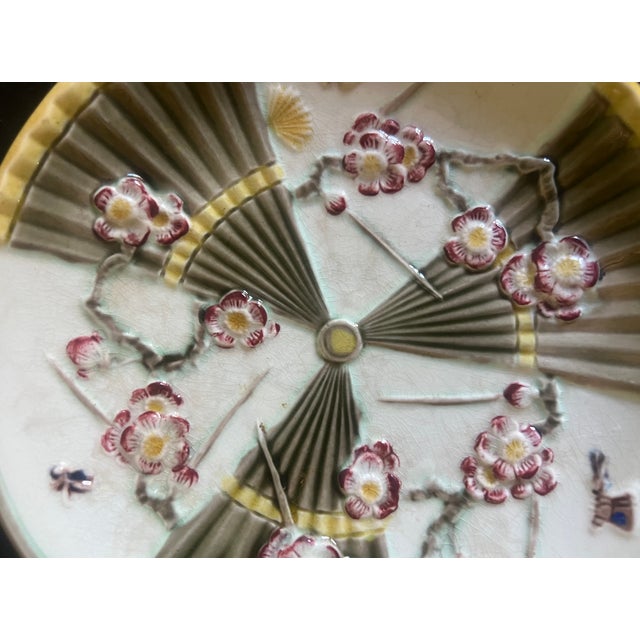 Wedgwood Argent Fan & Bird Majolica Plate Set of 2, C. 1878 For Sale In San Francisco - Image 6 of 9