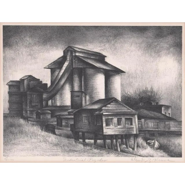 Industrial Alexander Kruse Industrial Pagodas Lithograph For Sale - Image 3 of 3