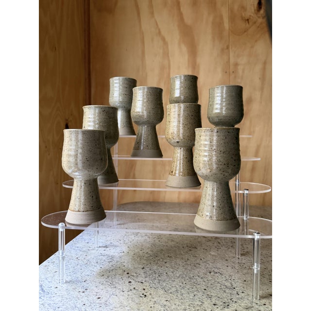 Handmade Speckled Stoneware Goblets, Set of 8 For Sale - Image 5 of 18