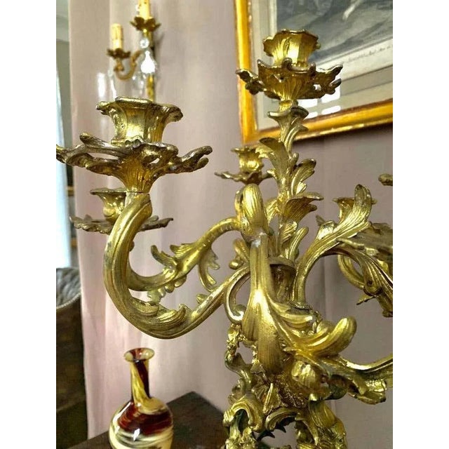 Louis XV Style Candelabra in Guilt Bronze, 1800s For Sale - Image 6 of 8