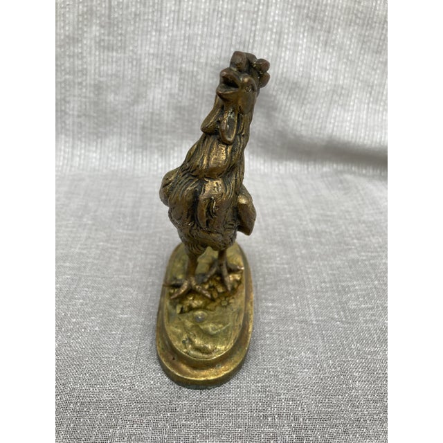Brass Mid 20th Century Vintage Solid Brass Rooster Figurine For Sale - Image 8 of 12