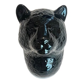 Vintage Rare Black Panther Wall Vase For Sale