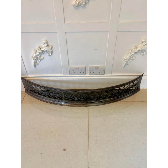 Metal Antique George III Steel Fire Fender with Pierced Serpentine Front, 1800 For Sale - Image 7 of 7
