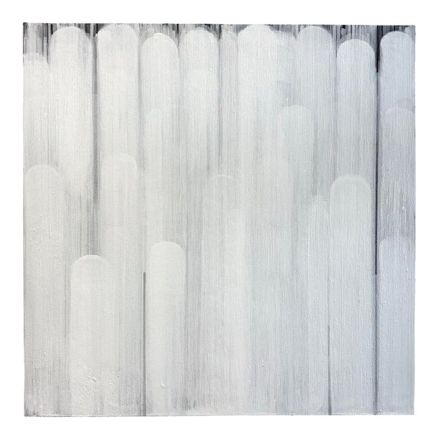 Contemporary Abstract Black and White Monochrome Painting on Panel For Sale
