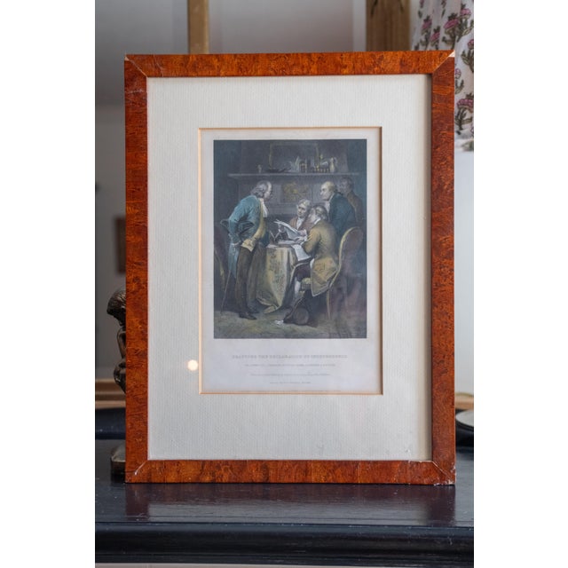 Paper Signing of the Declaration of Independence Framed Print 19th Century Hand Colored Engraving Benjamin American History For Sale - Image 7 of 7