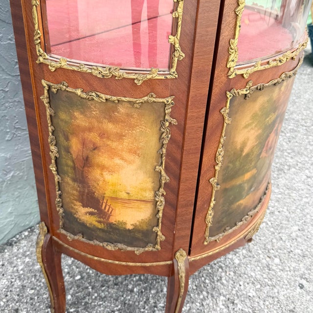 Antique French Louis XV Style Curio Display Cabinet For Sale - Image 4 of 12