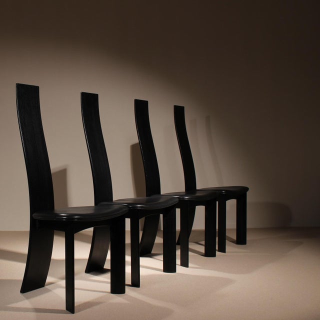 Rare set of four ‚Iris‘ chairs, designed by Bob van den Berge for the Danish manufacturer Tranekaer in the 1980s. These...