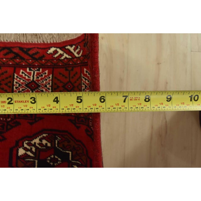 Turkmen Runner 2’6” X 9’7” Red Wool Vintage Tribal Hand-Knotted Oriental Rug For Sale - Image 10 of 12