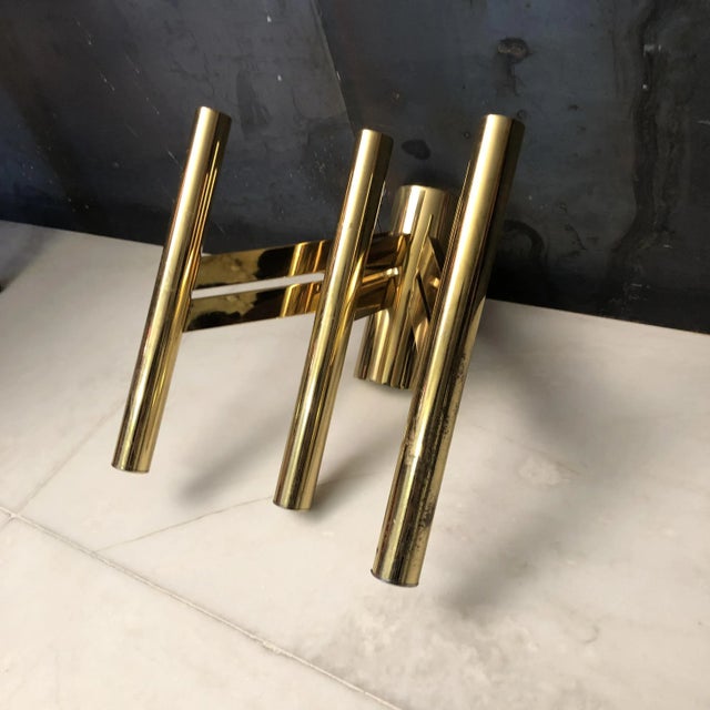 Gold Large Italian Brass Sconce from Sciolari, 1970s For Sale - Image 8 of 16