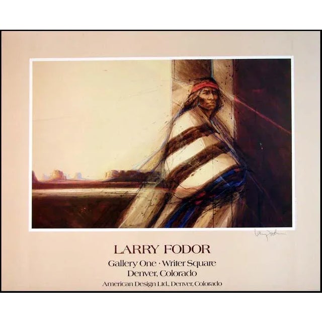 Impressionist Larry Fodor Hand Signed Gallery Exhibition Poster "Dineh #2" For Sale - Image 3 of 3