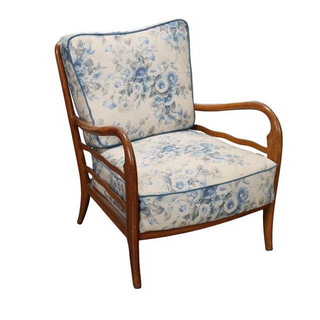 Vintage Armchair in Beech and Fabric, Italy, 1950s For Sale - Image 10 of 10