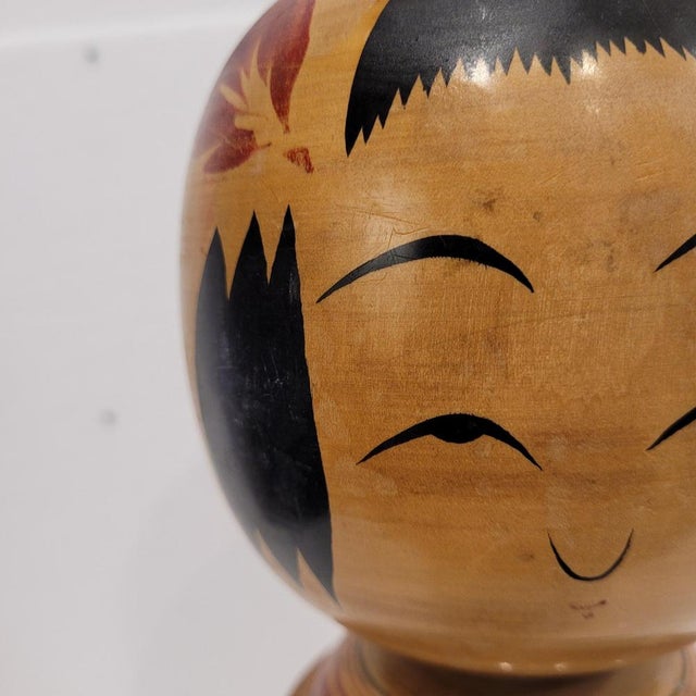 Traditional Kokeshi Doll inn Polychrome Wood, 1940s For Sale - Image 10 of 18
