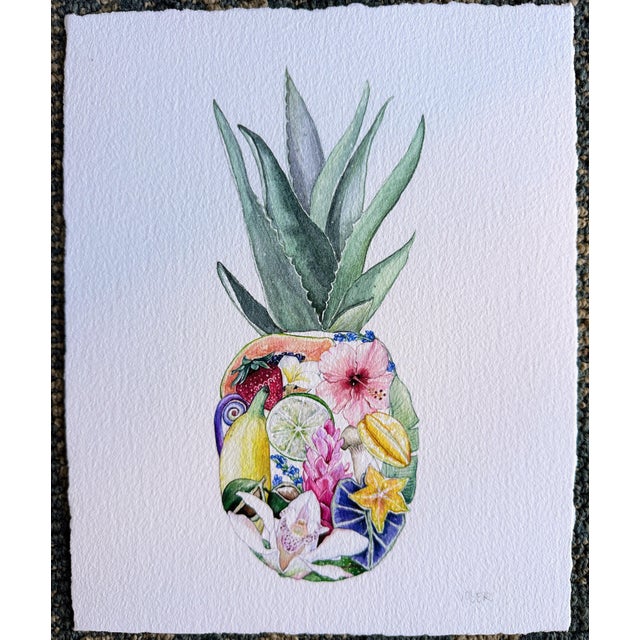 Original Sarah Voyer “Pineapple” Print. Giclée prints on textured watercolor paper. This is a signed print on 8" x 10"...