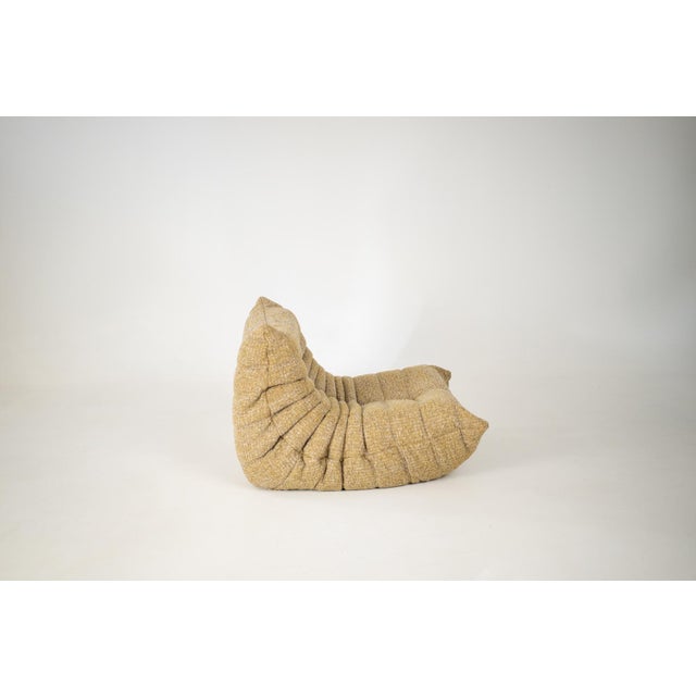 Tan Togo Lounge Chair and Pouf in Caramel Loop Fabric by Michel Ducaroy for Ligne Roset, 1973, Set of 2 For Sale - Image 8 of 18