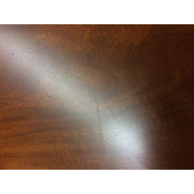 Vintage Banded Mahogany Table, Trestle Style Base Dining Table For Sale - Image 12 of 16