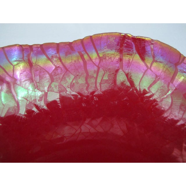 Donald Carlson Iridescent Art Glass Ruffled Trumpet Vase For Sale - Image 11 of 13