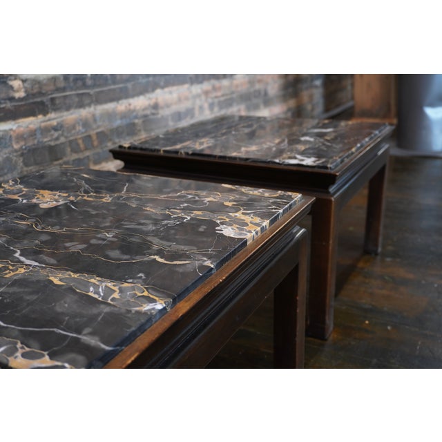 1960s 1960s Pair of Square Widdicomb End Tables With Nero Portoro Marble Tops For Sale - Image 5 of 8