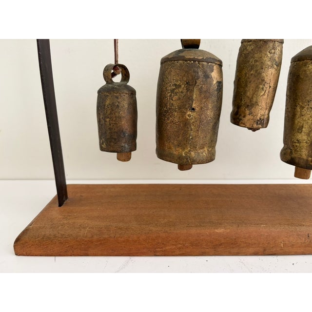 Metal Vintage Cast Brass Bells – Rustic Hanging Bell Set For Sale - Image 7 of 13