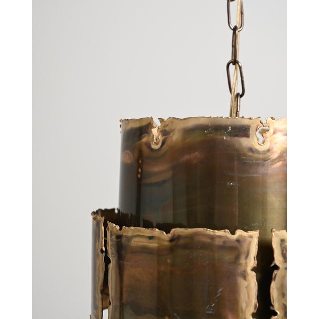 Brutalist Brass Ceiling Lamp, Denmark, 1960s For Sale - Image 9 of 11