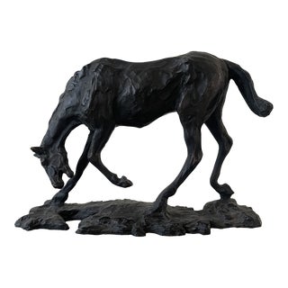 Black Mid Century Resin Horse Sculpture For Sale