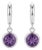 Amethyst Hoop Huggies Earrings, February Birthstone Drop Earrings, A Pair For Sale