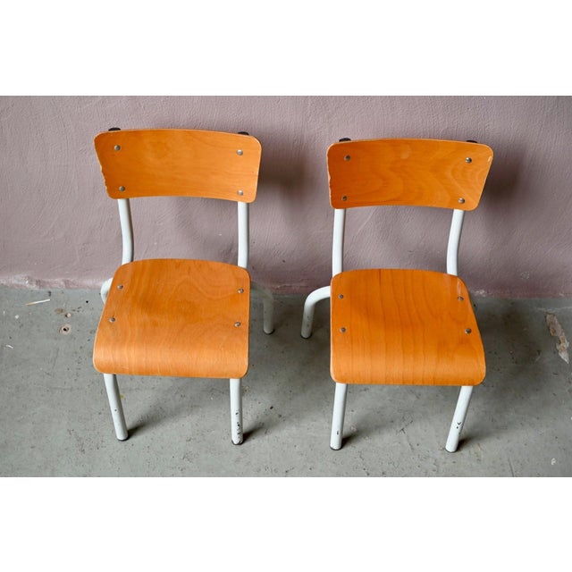 1960s Vintage School Chair in Tubular Metal and Plywood, 1960s For Sale - Image 5 of 12
