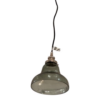 Restoration Hardware 20th C. Factory Filament Smoke Glass Funnel Barn Tall Pendant For Sale