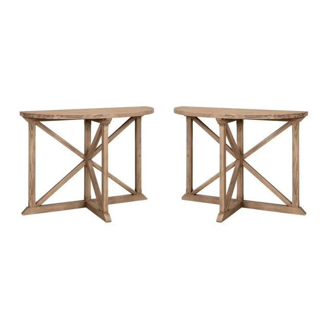 Pair of Vineyard Demilune Console Tables For Sale - Image 11 of 11