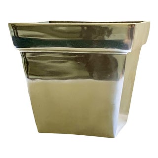 Vintage Square Polished Steel Small 4" Planter For Sale