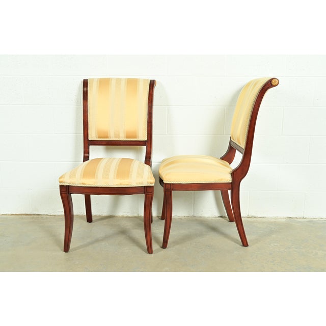 Baker Furniture Style Regency Carved Mahogany Dining Chairs, Set of Four For Sale - Image 11 of 13
