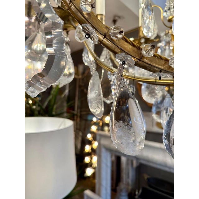 Glass Large Antique French Rock Crystal and Gilt Bronze Chandelier For Sale - Image 7 of 18