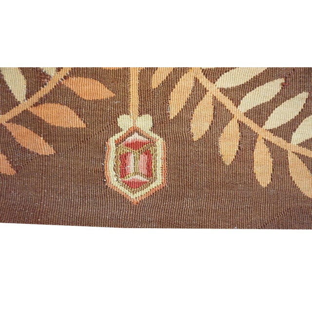 1830s Brown Medallion Antique French Charles X Period Aubusson Rug 14'8"x15' Flatweave Wool Carpet For Sale In New York - Image 6 of 6