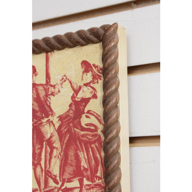 Chintz Crackle Painted Red and Cream Wall Mirror For Sale - Image 9 of 13