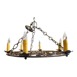 6 Light Chandelier With Scrolled Circular Base For Sale