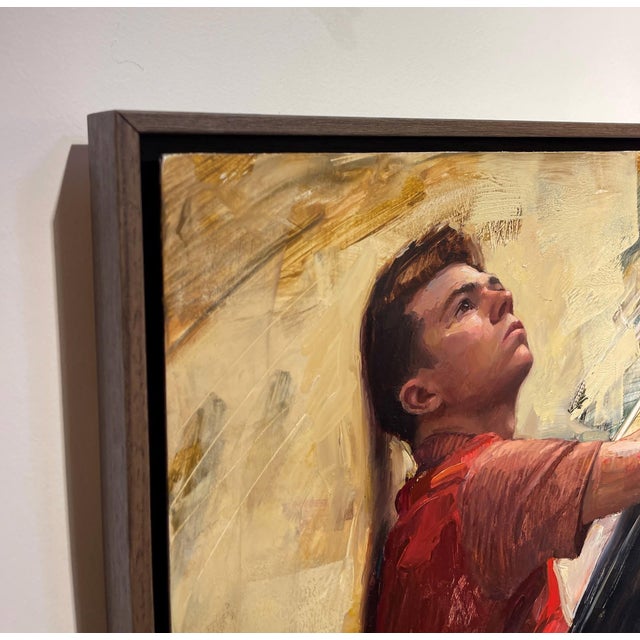 Contemporary The Wanderer by Matt Talbert | Oil on panel Portrait of a young man looking upwards. For Sale - Image 3 of 5