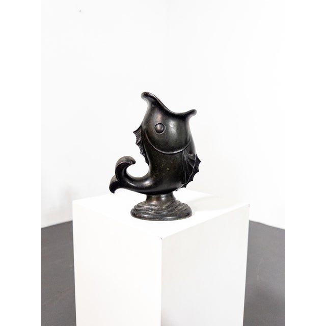 Forest Green Art Deco Bronze Fish Vase by Just Andersen, 1930s For Sale - Image 8 of 9