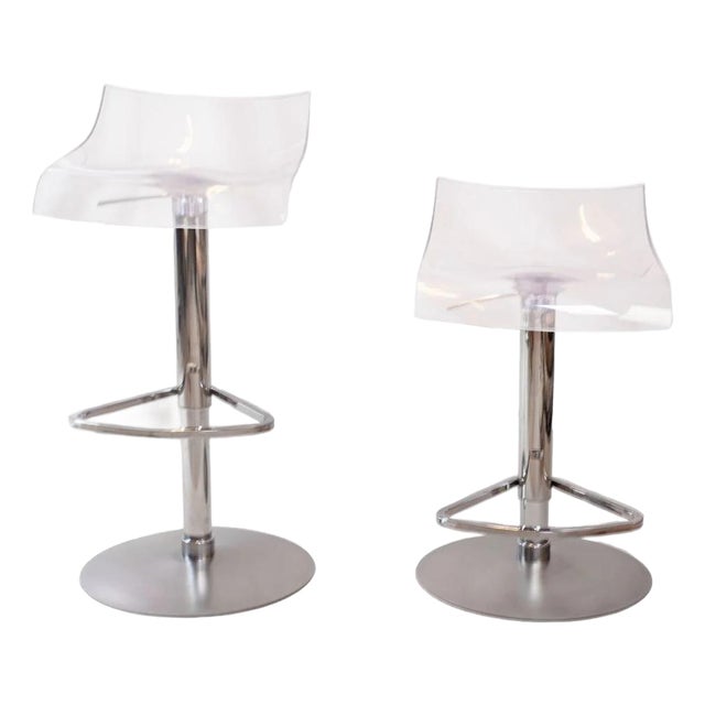 Ligne Roset Pam Crystal Adjustable Stools by Studio Archirivolto, Pair Of For Sale