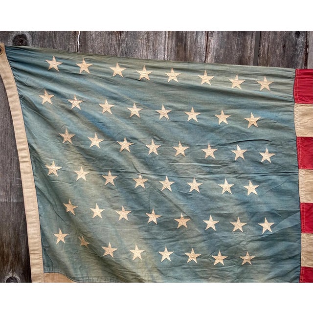 Rare and Fine Antique American Flag 1912 Staggered 48 Stars Beautifully Faded Cotton Sewn Stars For Sale - Image 4 of 9