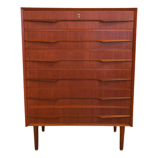 Vintage Danish Chest of Drawers in Teak with Decorative Handles from J.G. Møbler, 1960s For Sale
