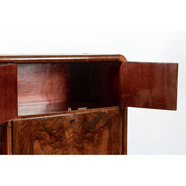 Antique Art Deco Burl Wood China Cabinet or Bar Cabinet With Drop-Down Tabletop 1930s For Sale - Image 10 of 18