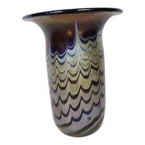 Michael Shearer 1979 Iridescent Oxide Glass Vase
