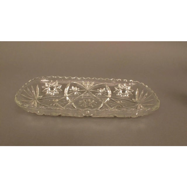 Transparent Vintage Eapg Anchor Hocking American Press Cut Star Pattern Glass Serving Platter For Sale - Image 8 of 11